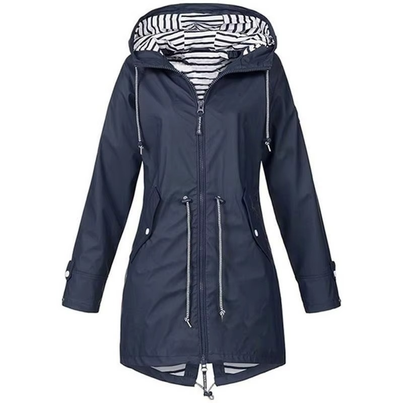 Street-Wave Women's Lightweight Waterproof Rain Jacket - Adjustable Drawstring For Everyday Outdoor Wear