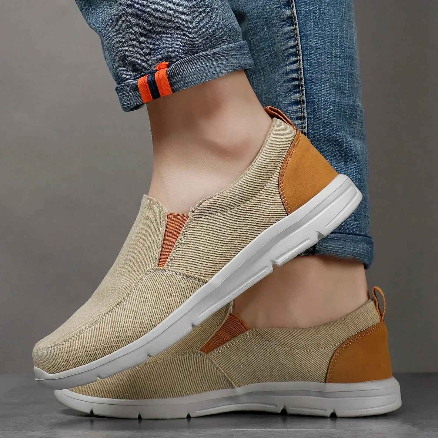 Street-Wave CoolStride Men's Summer Canvas Loafers Breathable Slip On Comfort For Everyday Outdoor Casual Wear