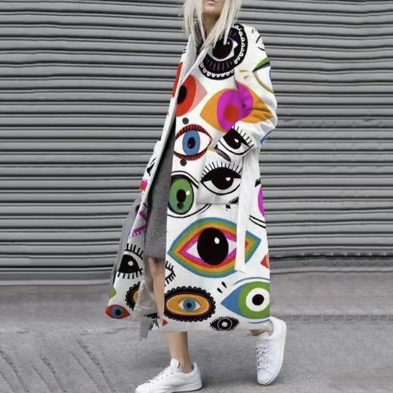 Street-wave Oversized Coat for Women, Color Block Design, Versatile Chic Comfort