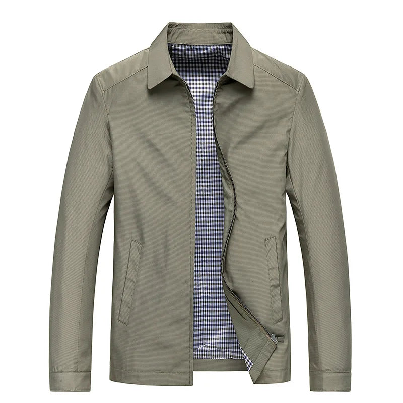 Street-wave Autumn Jacket For Men Warm Cozy Lined Fall Outerwear With Classic Checkered Interior
