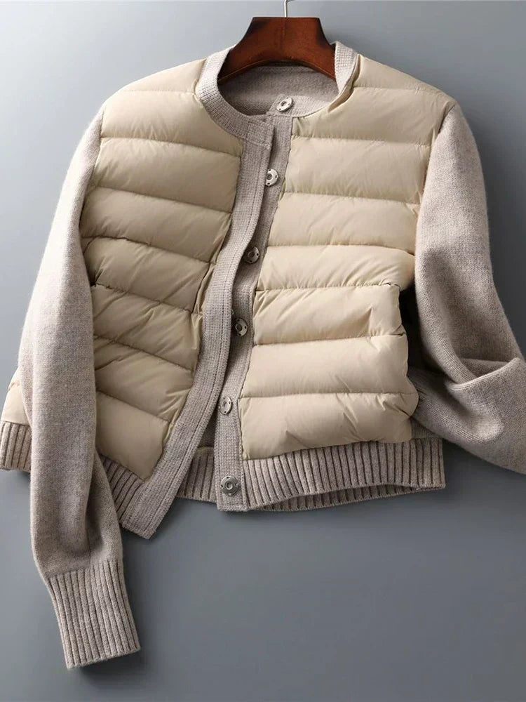 Street-wave Women's Puffer Jacket Gray Warm Quilted Winter Coat for Cozy Style