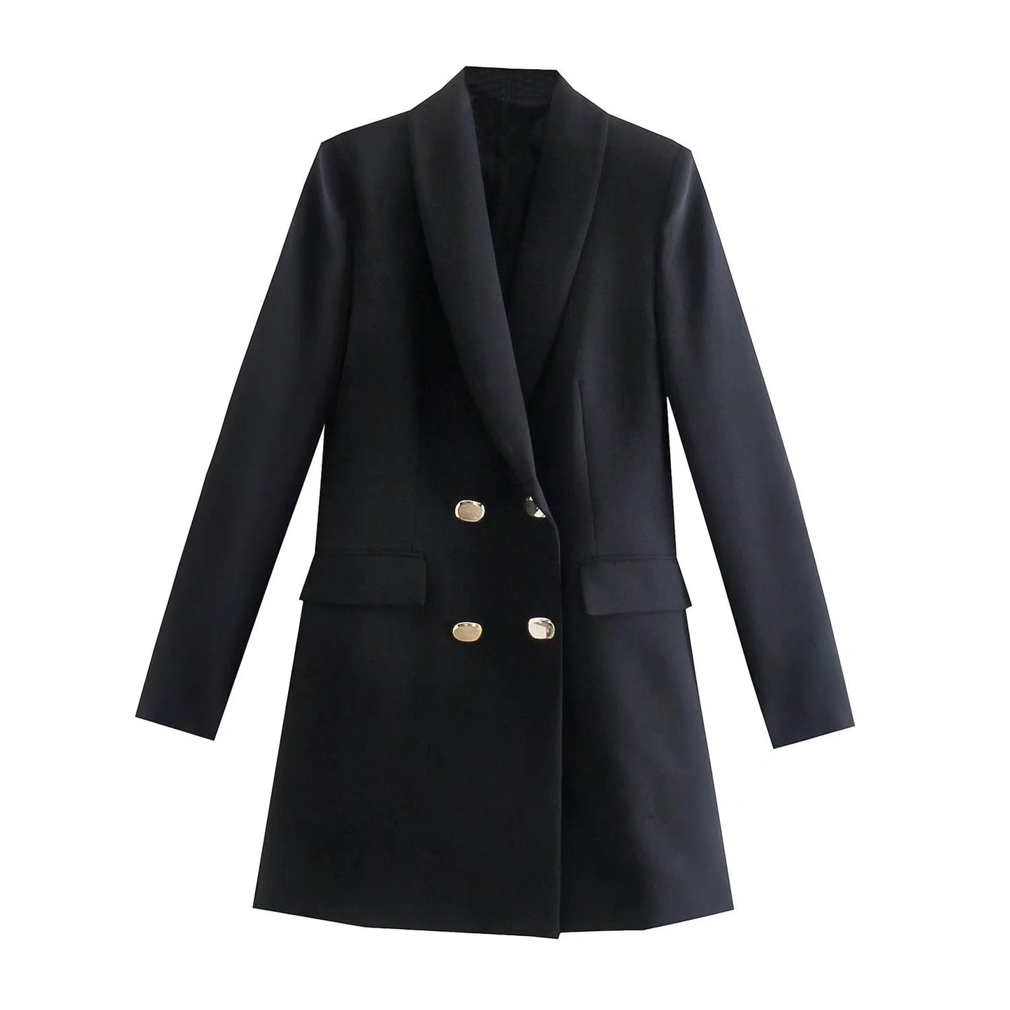 Street Wave Green Double Breasted Blazer For Women With Gold Buttons Elegant Tailored Suit Jacket