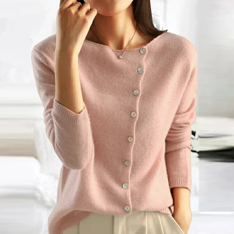 Streetwave Cashmere Cardigan For Women Cozy Layering Knit With Asymmetrical Button Design