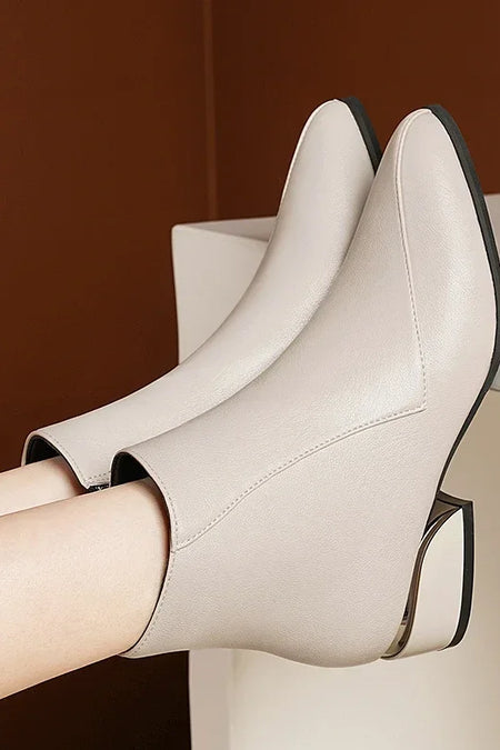 Street-wave Womens Comfortable Ankle Boots With Zipper And Orthopedic Support Elegant Block Heel