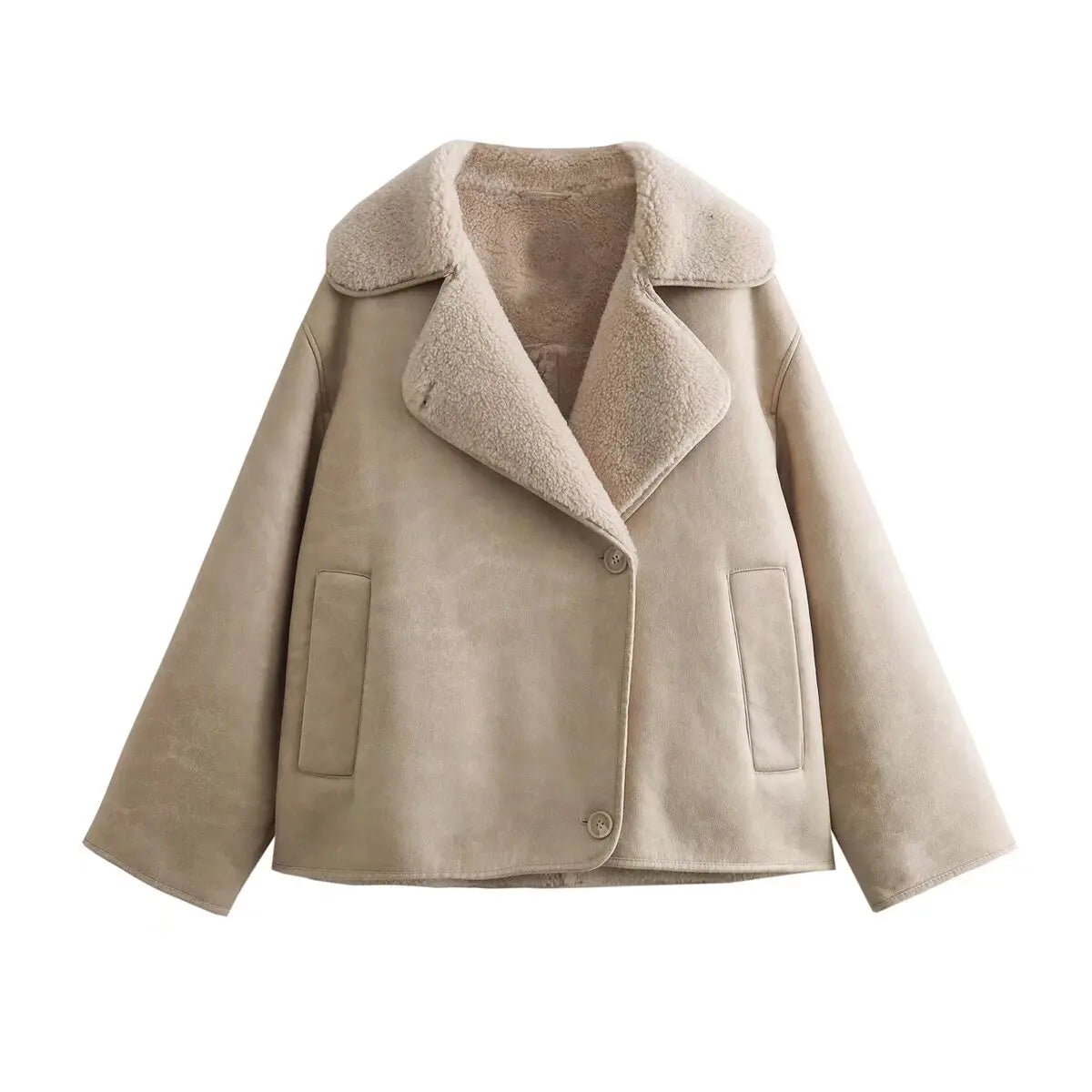 Street-wave Luxurious Shearling Coat For Women With Cozy Warmth And Elegant Fit Timeless Style