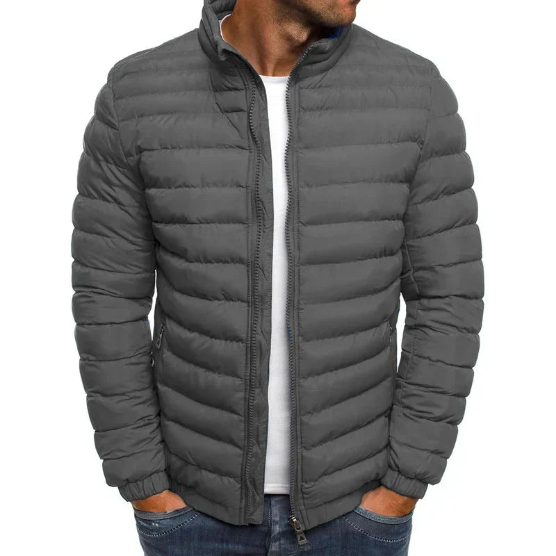 Street-Wave Lightweight Puffer Jacket For Men Warm Comfortable Polyester Outerwear