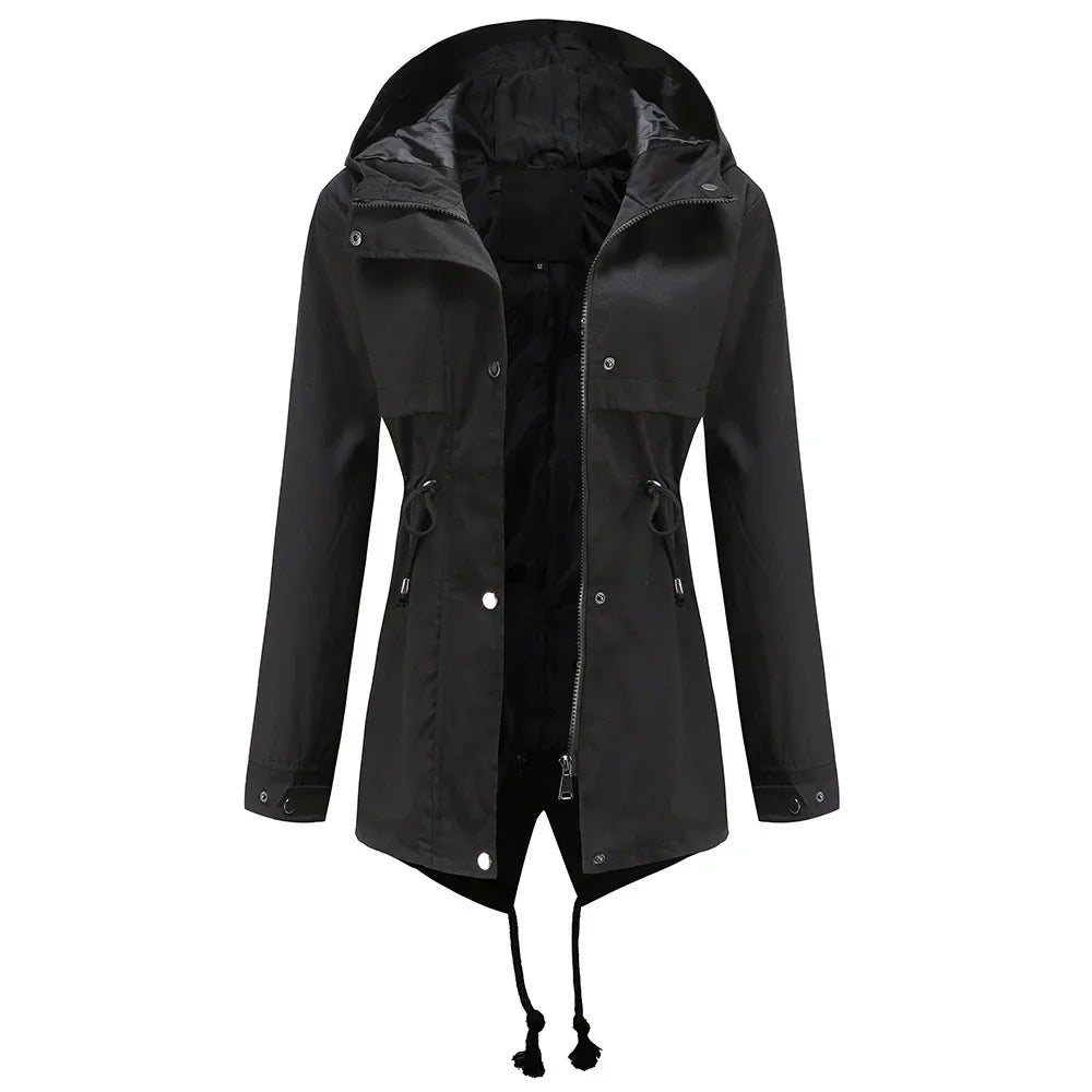 Street Wave Waterproof Hooded Overcoat For Women With All Weather Protection And Modern Style