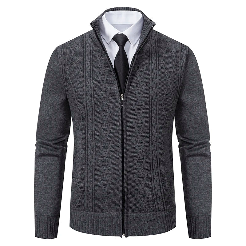 StreetWave Mens Cardigan Sweater Slim Fit Wool Knit Full Zip Layering Essential