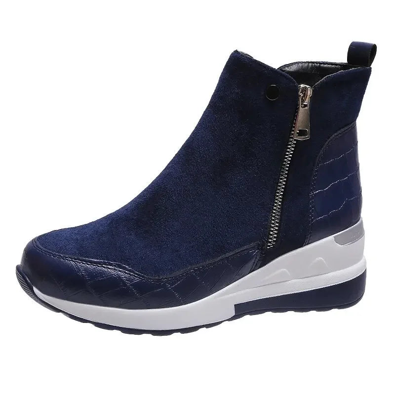 Street-wave Winter Wedge Boots For Women Warm Cushioned Thick Sole Snow Boots All Day Comfort Stylish