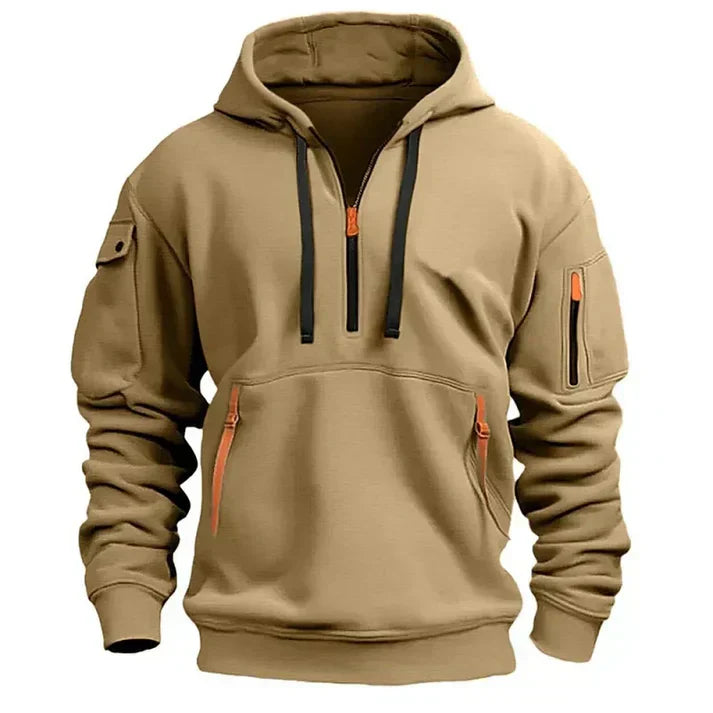 Street Wave Mens Hooded Pullover Half Zip For Outdoor Enthusiasts Warm Dry Comfort
