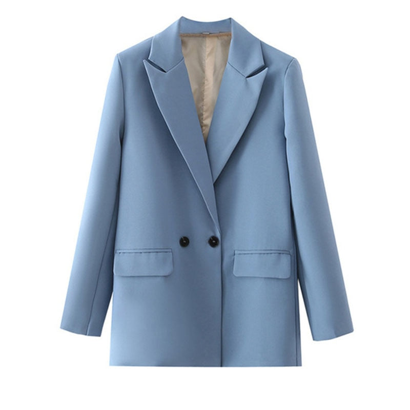 Street-Wave Vintage Blazer For Women Blue Tailored Fit With Bold Color Statement And Versatility