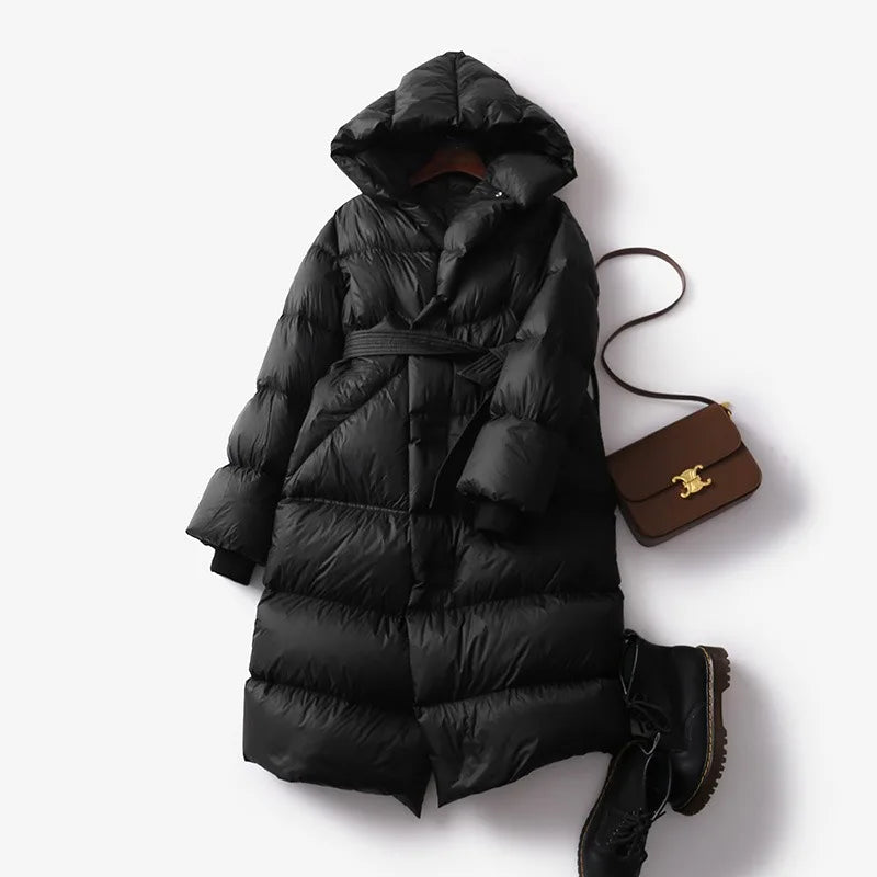 Street-Wave Women's Hooded Long Puffer Coat For Winter Warmth And Cozy Comfort For Everyday Outdoors
