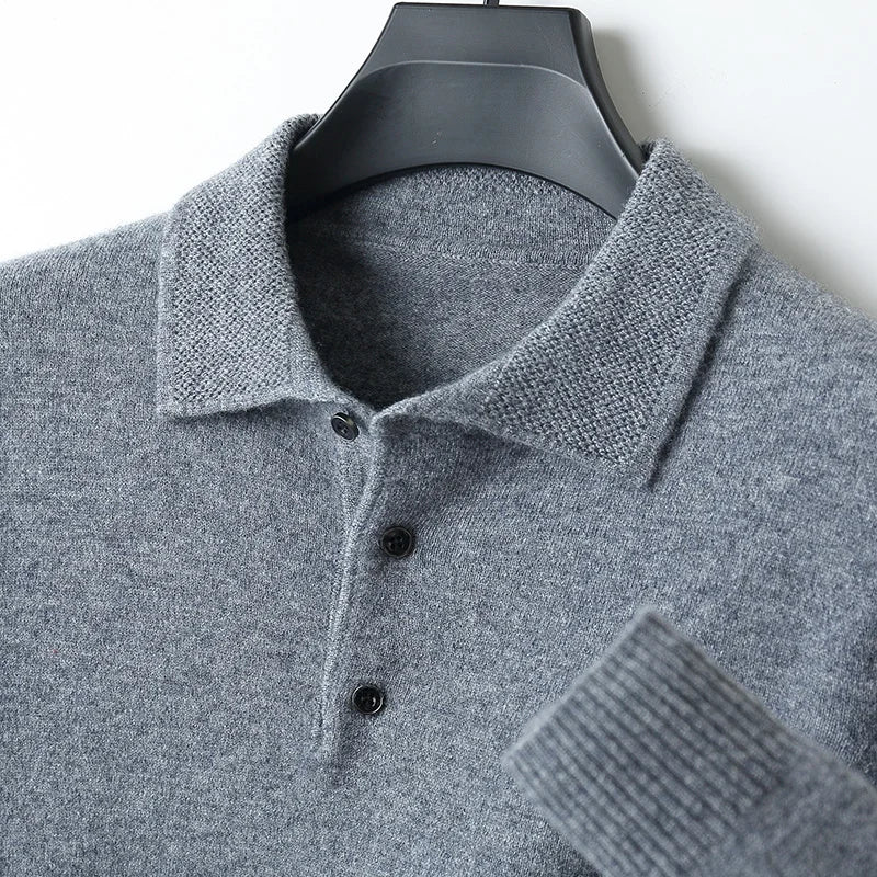 Street-Wave TrueWool 100 Percent Merino Polo Shirt Lightweight Breathable Classic Collar For Men Loose Fit