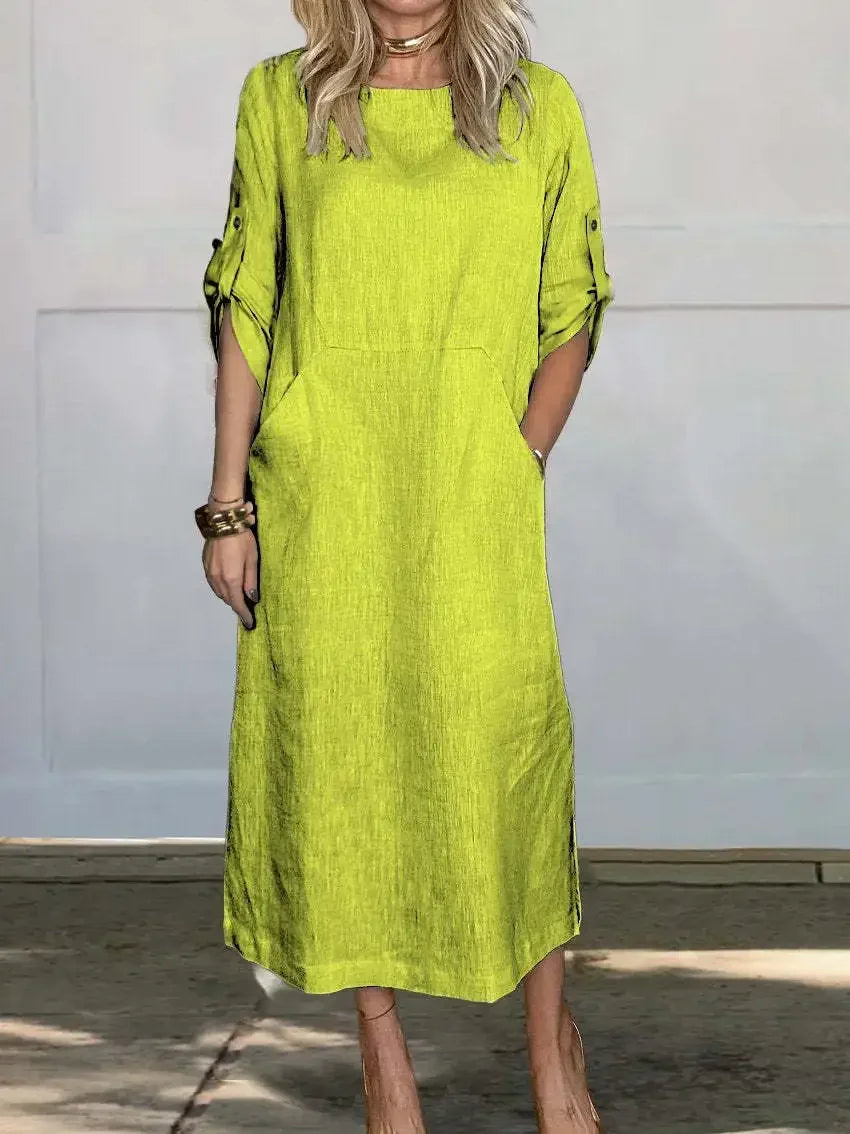 Women's A-Line Evening Dress with Loose Fit and Draped Design