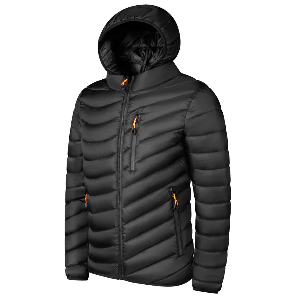 Street-wave Lightweight Hooded Puffer Jacket for Unisex All-Season Warmth and Practical Comfort