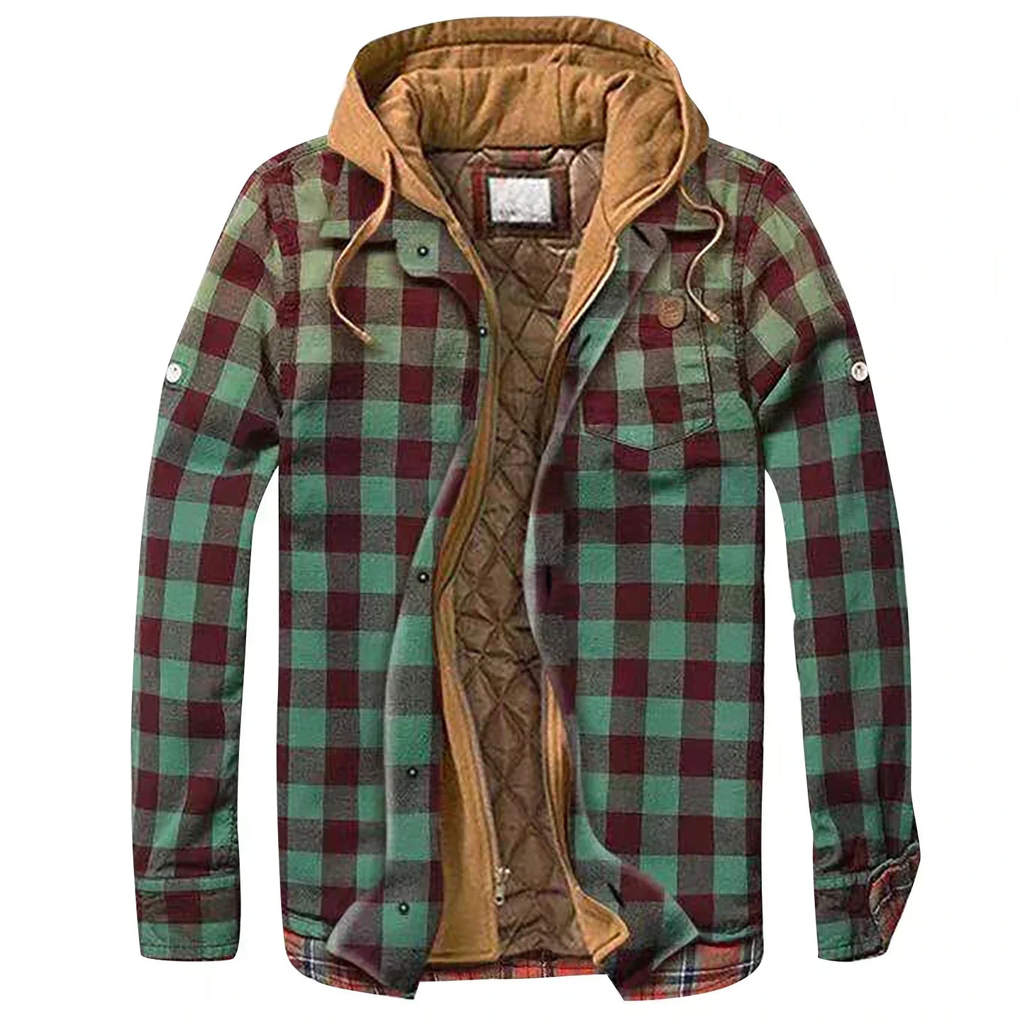 Street-wave Patchwork Hoodie Jacket For Men With Quilted Lining And Multi Pocket Design
