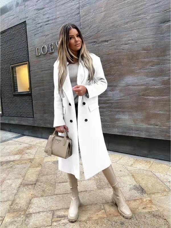 Street-Wave Wool Coat With Button Closure For Women Winter Classic Retro Style Timeless Elegance