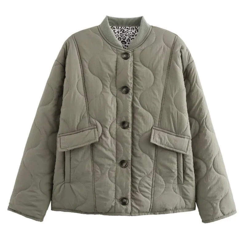 Street-Wave Natalie Padded Cotton Jacket Unisex With Leopard Patchwork