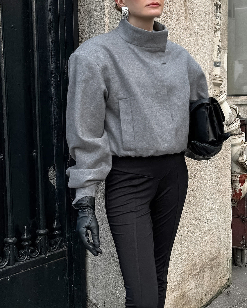 Street-wave Womens Short Jacket With High Collar Chic Modern Fit For Elegant Everyday Wear