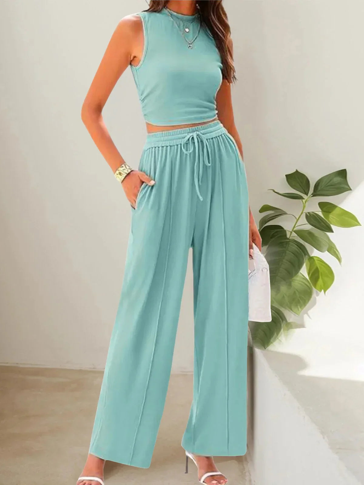 Street-Wave Lena Summer Two-Piece Pants Set Women Breathable