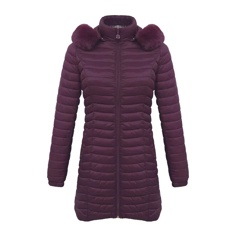Street Wave Slim Fit Winter Puffer Jacket With Fur Hood For Women Stylish Warmth