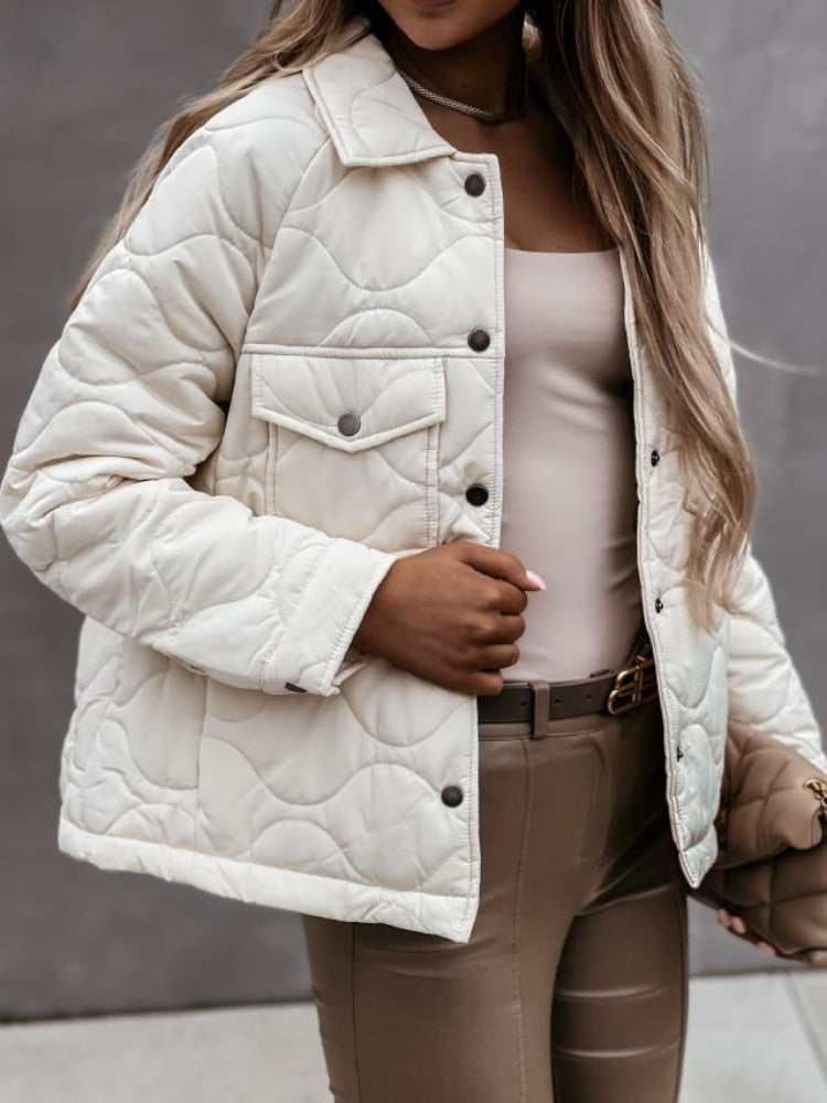 Street-Wave Puffer Jacket For Women - Quilted Insulated Cozy Warm Coat Trendy Everyday Wear