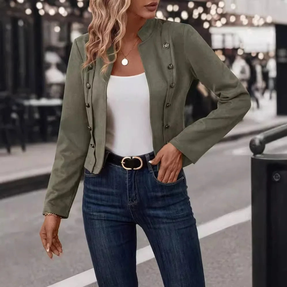 Street-Wave Allison Velvet Double-Breasted Jacket Unisex Cozy Tailored