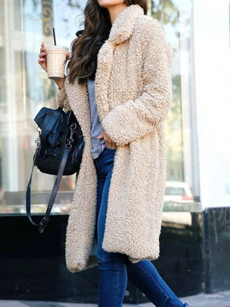 Street-Wave Faux Fur Coat For Women Luxurious Warmth Plush Teddy Outerwear Premium Quality