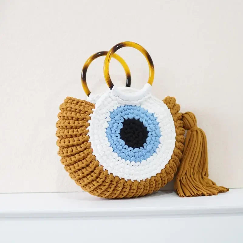 Street-Wave Evil Eye Mini Clutch - Handwoven Protective Eye Charm Bag For Daily Style And Security