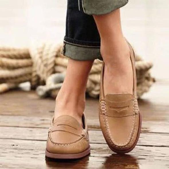 MALINA Orthopedic Slip-Ons For Women Leather Comfort Insole Durable Style With Padded Insole For All Day Comfort