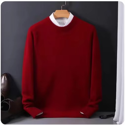 Street-Wave Classic Cashmere O-Neck Navy Men's Sweater Knit Pullover for Soft Warmth and Refined Comfort