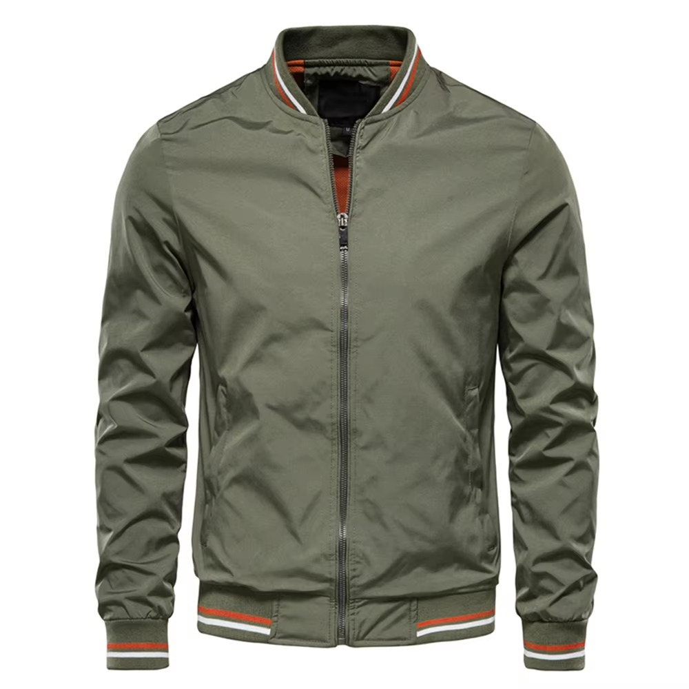 Mens Slim Fit Burgundy Bomber Jacket Lightweight Baseball Style For All Seasons Street-Wave