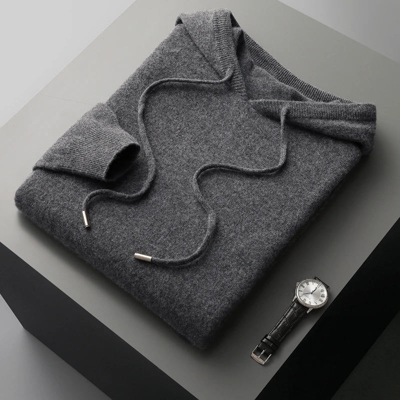 Street-Wave 100 Percent Merino Wool Hoodie for Men Sustainably Sourced Minimalist Lightweight Warmth