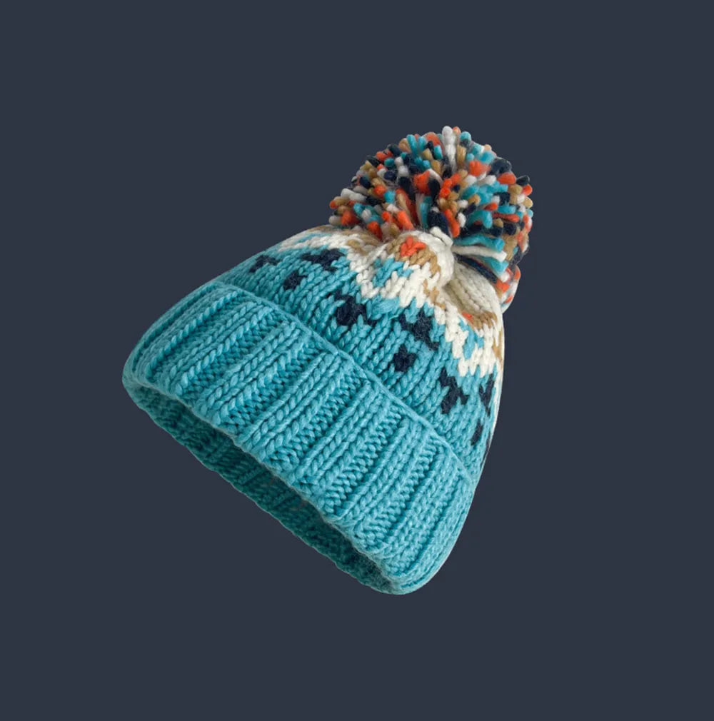 Women's Winter Beanie with Snowflake Design and Soft Knit