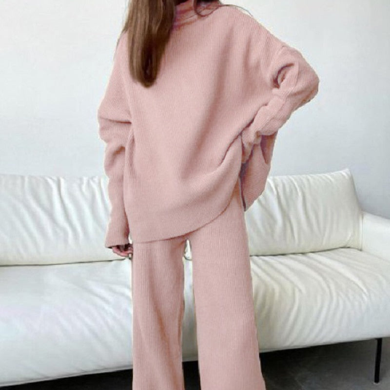 Two-Piece Autumn Winter Homewear Set For Women By Street-wave Cozy Soft Knit Comfort