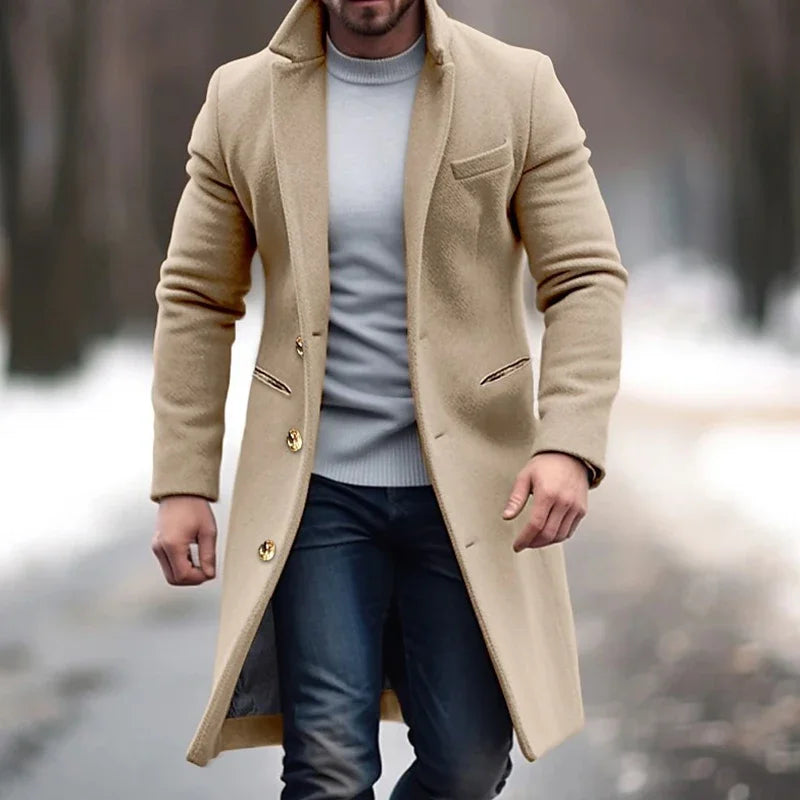 Street Wave William Tailored Men Full Length Winter Coat Light Gray