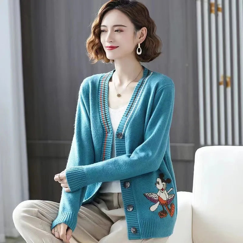 Streetwave Knit Vest for Kids Cozy Cartoon Embroidery Cardigan With Front Button Closure Playful Colorful Design