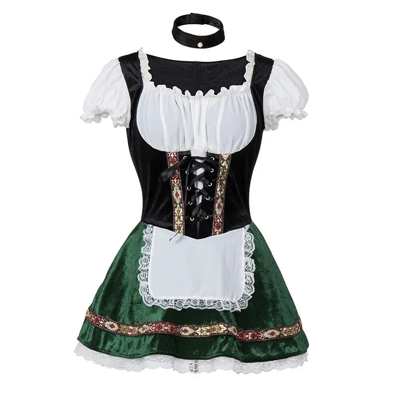 Dirndl Dress For Women Street-Wave Lace-Up Bodice Puff Sleeve Festival Ready