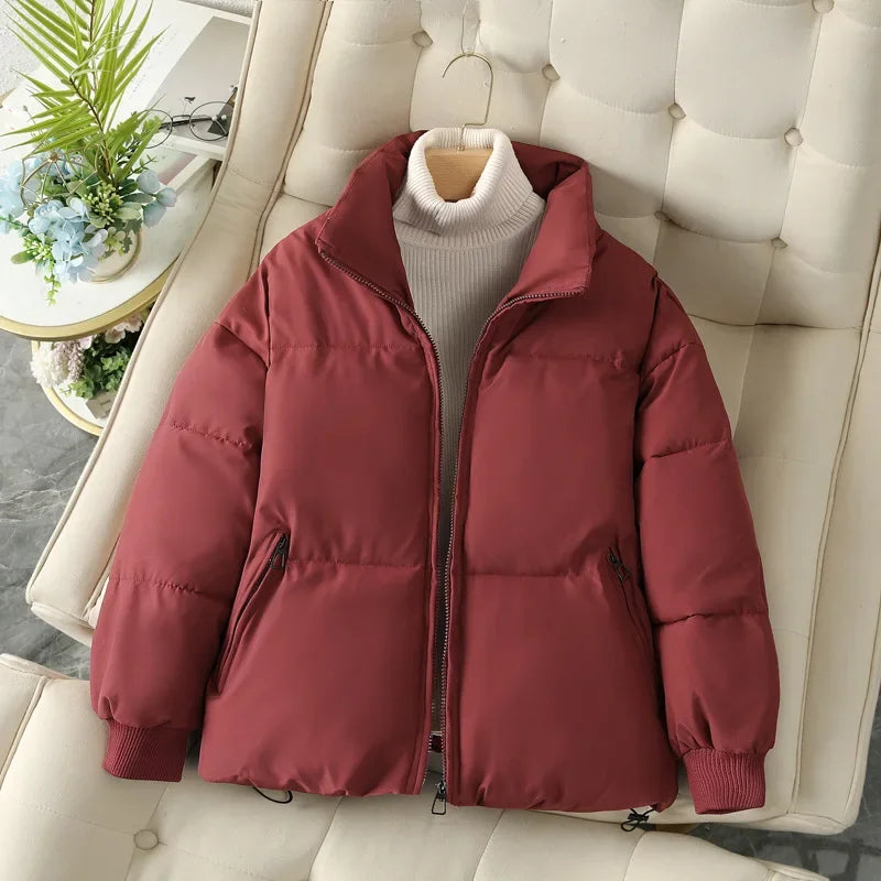 Street Wave Puffer Jacket With Stand Collar Harajuku Inspired Warmth For Urban Streetwear Lovers