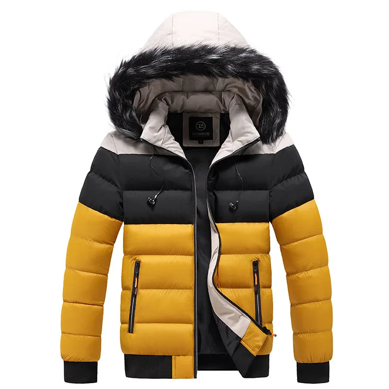 Street Wave Thermal Winter Parka For Men With Hood Fur Trim Warm Insulated Coat Pro