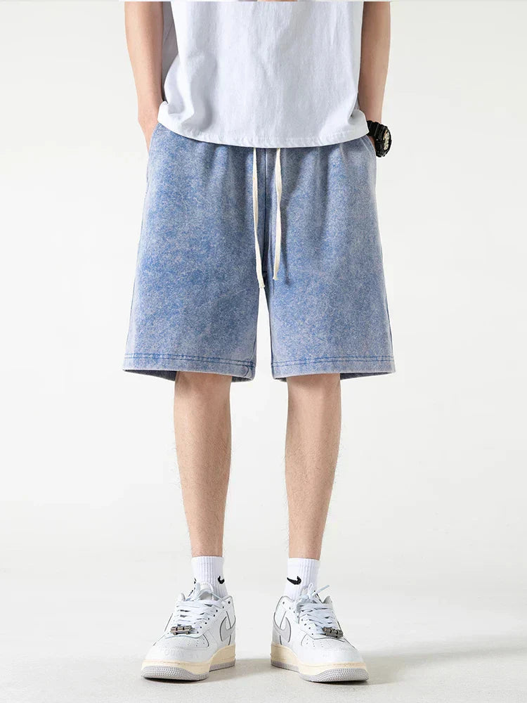 Street-Wave Nordic Flair Men's Relaxed Fit Cotton Blend Shorts With Elastic Waist Drawstring Closure