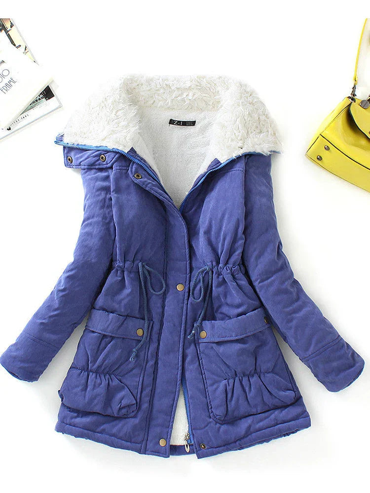 Street-wave Faux Fur Lined Winter Coat With Adjustable Fit And Snap Zip Closure Parka Style For Women