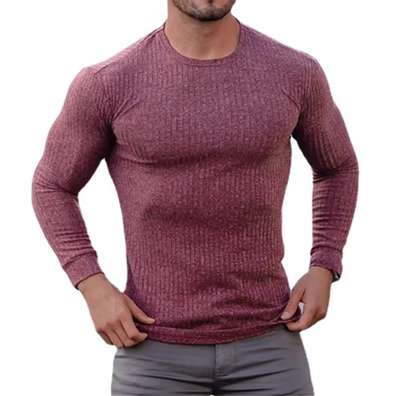 Street-Wave Men's Autumn Quick Dry Knit Long Sleeve Fitness Shirt Moisture Wicking Athletic Top