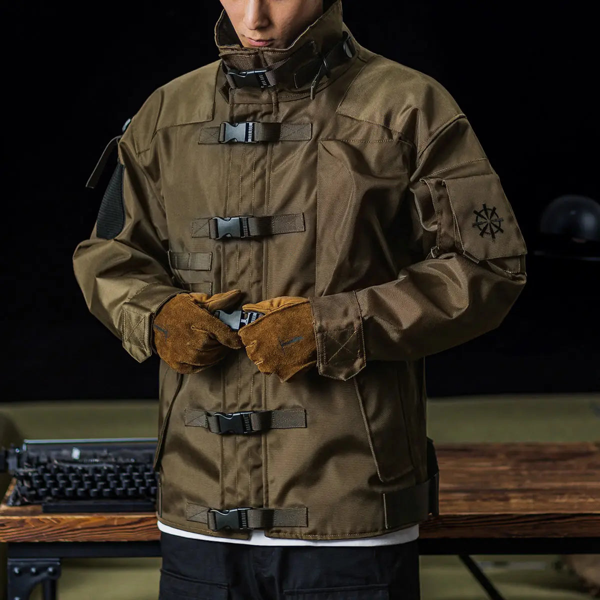 Street-Wave Martial Tactical Jacket for Men Waterproof Military Grade Outerwear with Adjustable Fit and Multiple Pockets