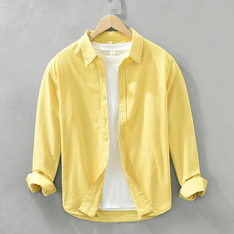 Street Wave Cotton Long Sleeve Shirt For Men Versatile