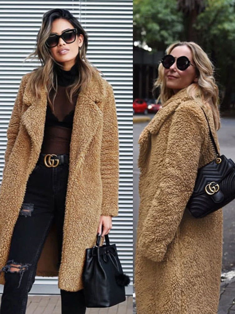 Street-Wave Faux Fur Coat For Women Luxurious Warmth Plush Teddy Outerwear Premium Quality