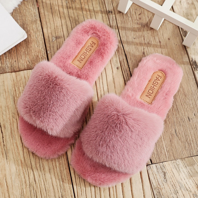 Street-Wave Orthopedic Slippers For Women Plush Fur Comfort Warm Indoor Shoes Everyday