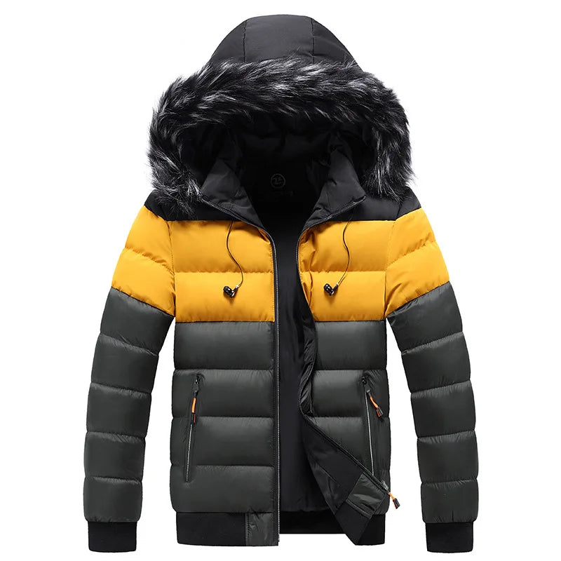 Street Wave Thermal Winter Parka For Men With Hood Fur Trim Warm Insulated Coat Pro