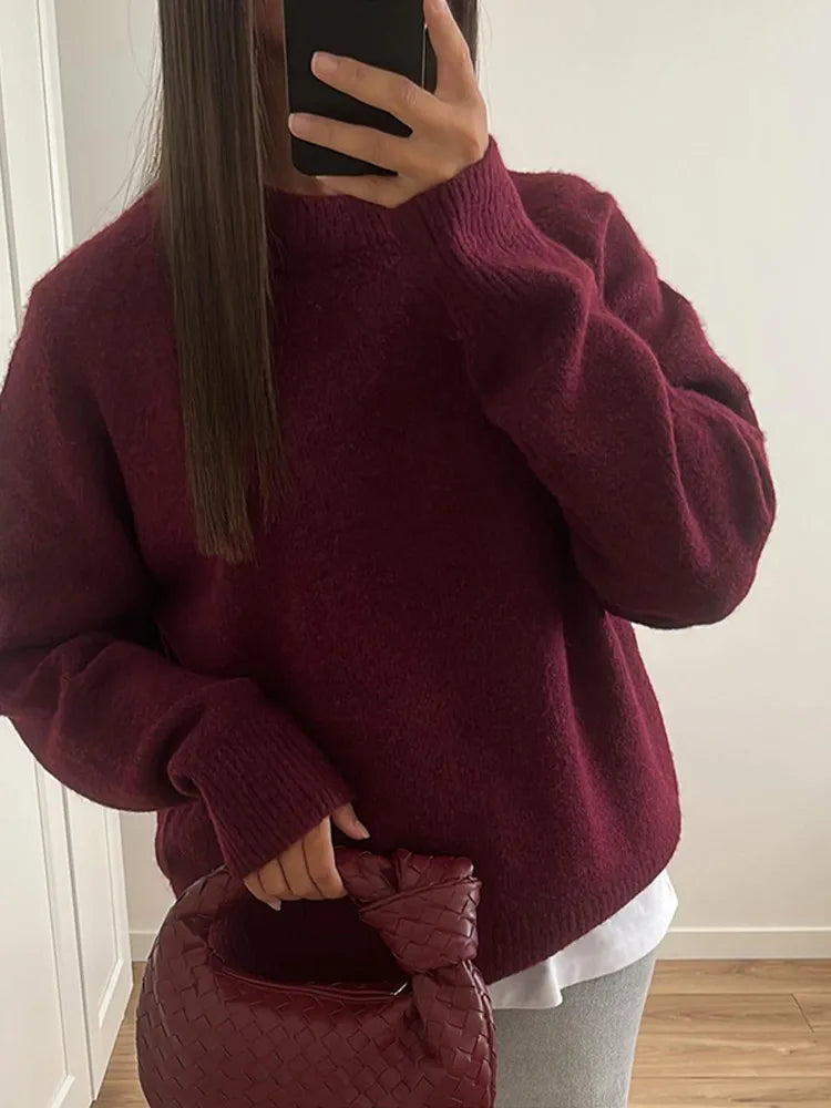 Street-Wave Burgundy Polyester Long Coat For Women With Double Button Closure For Elegant Everyday Wear