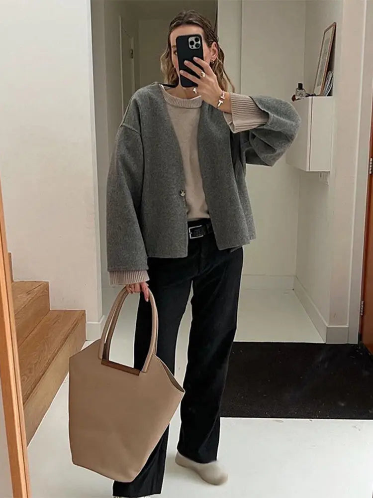 Street-Wave Retro Streetwear Jacket For Women With Chic Double Button Closure Cozy Yet Durable Outerwear